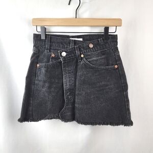 Parke Women's Black Crossover Repurposed Denim Jean Skirt Size XS